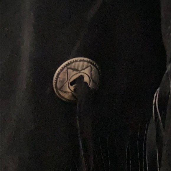 Vintage Black Fringed Suede Leather Jacket - Picture 6 of 9